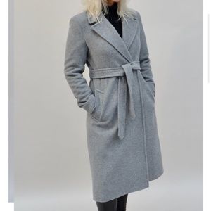 Light grey Marvin Brown London wool belt trench